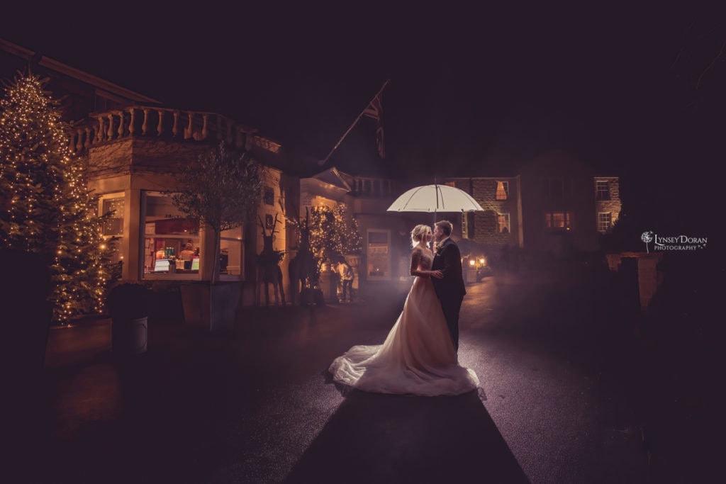 After dark wedding photography at Wentbridge House hotel