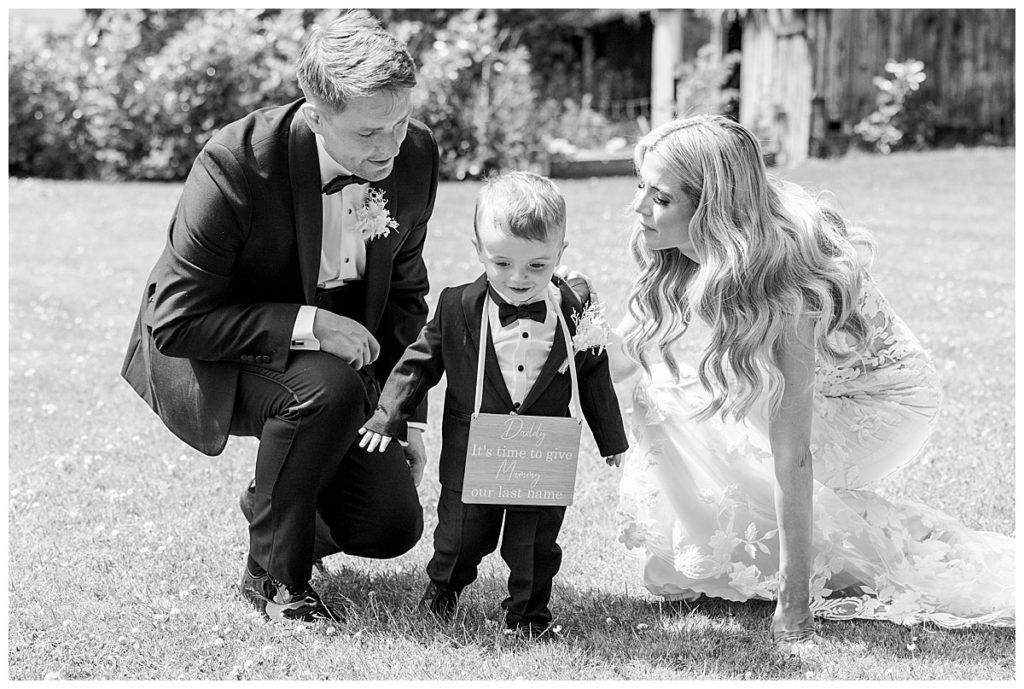 page boy tuxedo with bride and groom