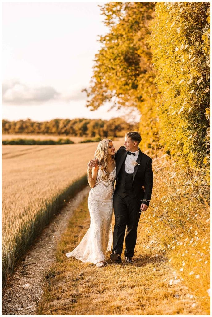 Golden hour portraits at a Yorkshire wedding venue