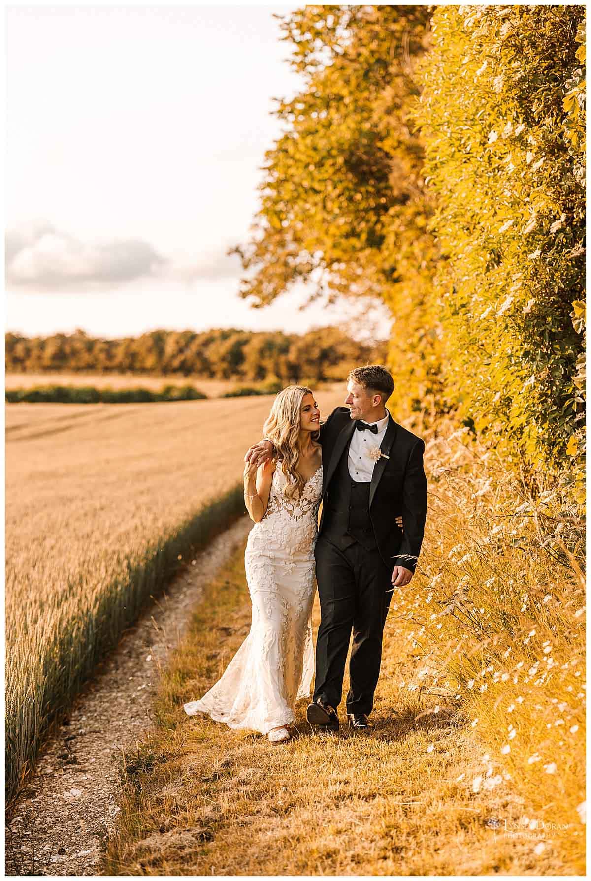 Golden hour portraits at a Yorkshire wedding venue